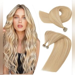 16" 100% Human Hair Nano Link Extensions 50pcs 50g #18/613 Ash Bleach Blonde